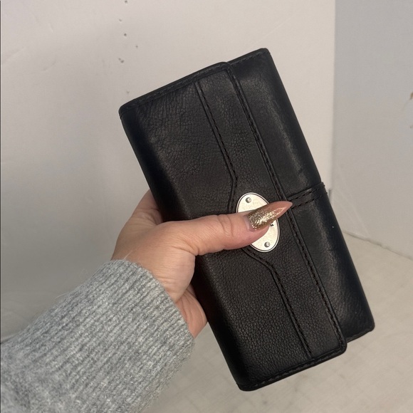 Fossil Black Pebble Leather Triple Compartments Bifold Clutch Wallet - Picture 8 of 8